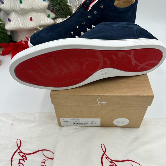 Christian Louboutin Men's F. A. V.  Fique Navy Studded Sneakers - Picture 6 of 12